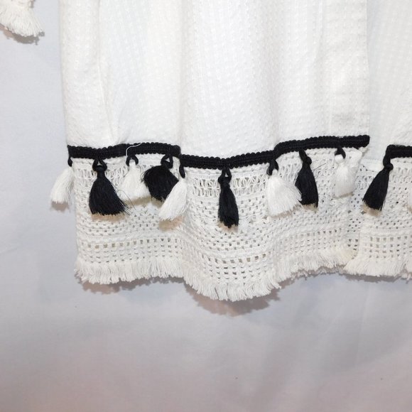 ROXY Womens M /  L White BOHO Shawl Cardigan Tassel - Picture 6 of 12